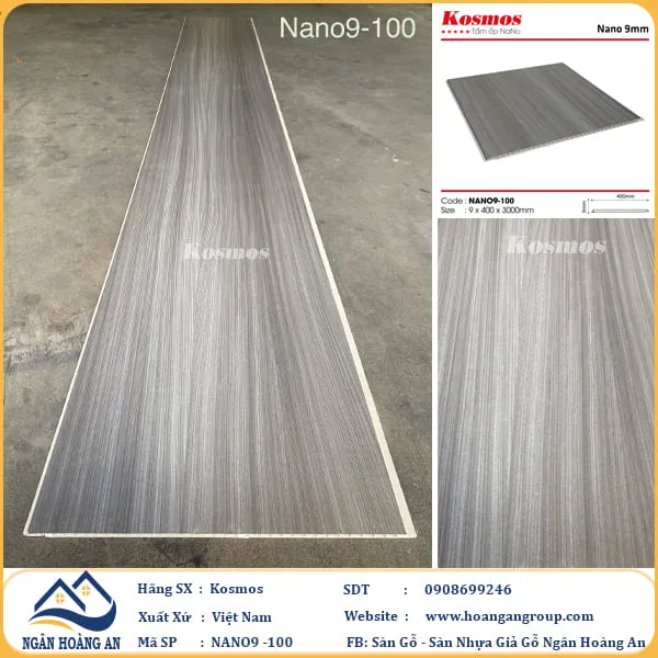  Tấm Nhựa Nano Ốp Tường Ốp Trần Giả Gỗ Kosmos 9mm